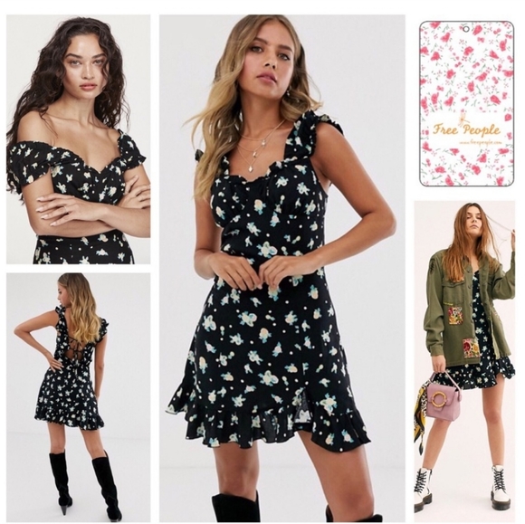 Free People Boho open tie back mini dress A2C - Picture 4 of 9